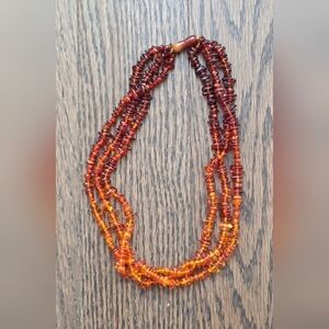 Multi-Strand Amber Bead Necklace